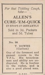 1933 Allen's League Footballers #98 Tommy Downs Back